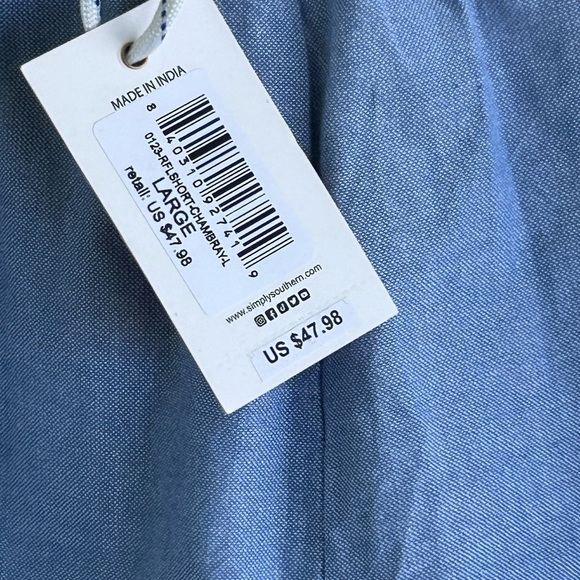 Simply Southern Denim Linen Shorts - Picture 4 of 7